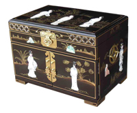 Mother Of Pearl Black Lacquer Jewellery Box