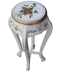 White Lacquer Hand Painted Plant Stand