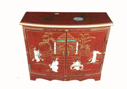 Red Lacquer 2 Door Cabinet