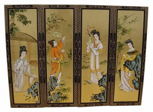 Gold Leaf Set of 4 Wall Hanging with 4 Beauties